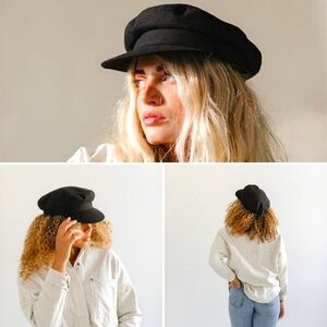 Gigi Pip | Classic Newsboy Cap, Size 61, Black